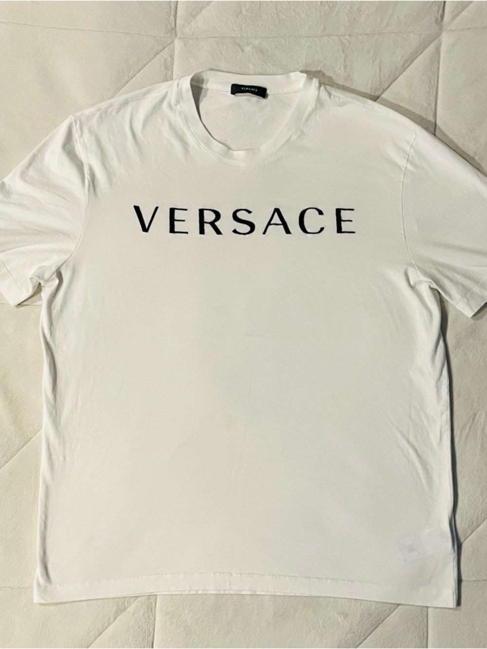 Versace White Embroidered Logo T-Shirt Size XL